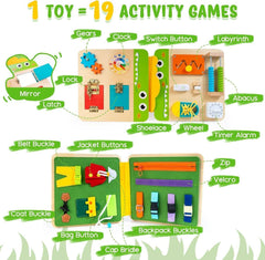 Wood Busy Board for Toddlers Montessori Sensory Activity Center Fine Motor Skill