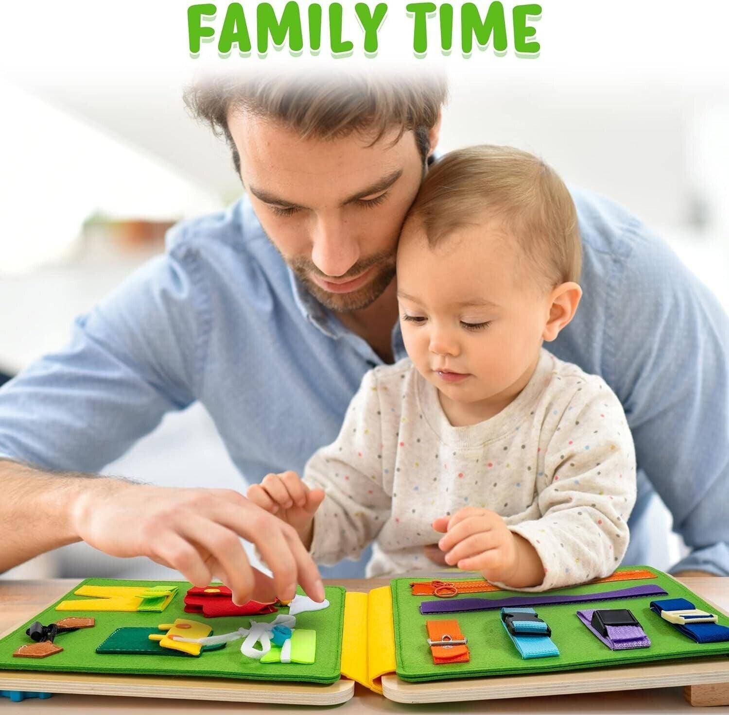 Wood Busy Board for Toddlers Montessori Sensory Activity Center Fine Motor Skill