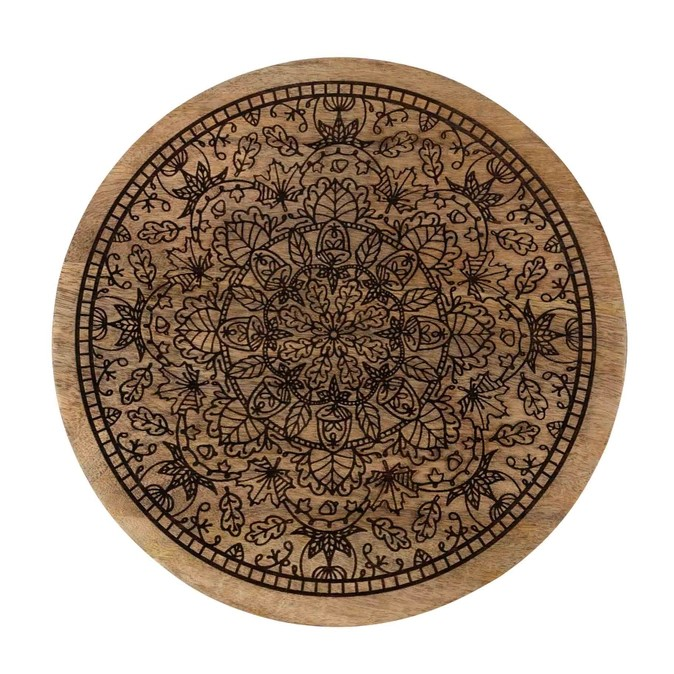 Wooden Lazy Susan - Etched Mandala Mango Wood