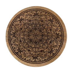 Wooden Lazy Susan - Etched Mandala Mango Wood