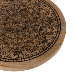Wooden Lazy Susan - Etched Mandala Mango Wood