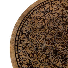 Wooden Lazy Susan - Etched Mandala Mango Wood