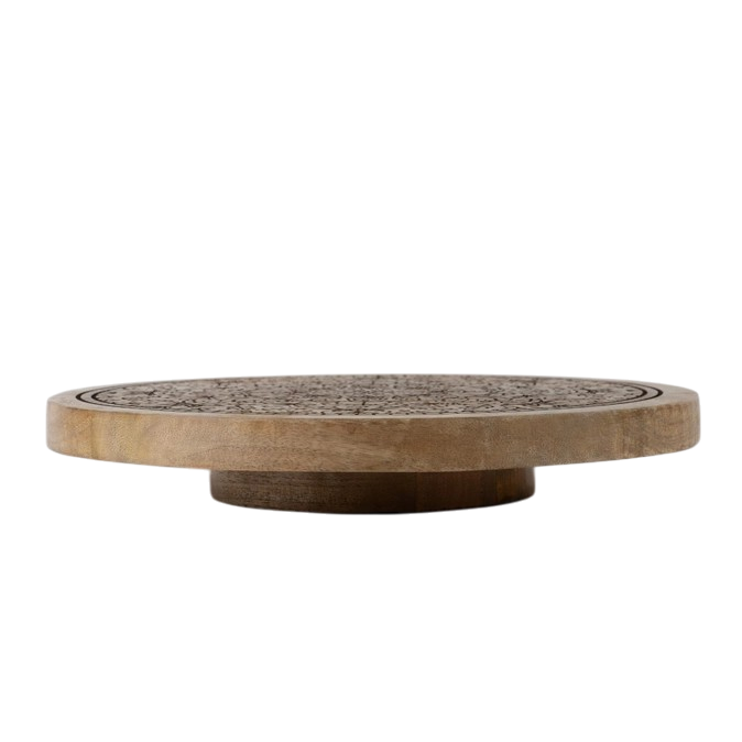 Wooden Lazy Susan - Etched Mandala Mango Wood