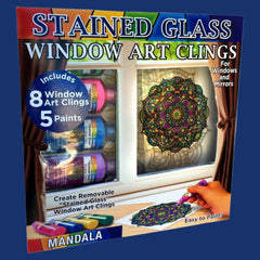 ZORBITZ Joy of Coloring Stained Glass Window Art Clings DIY Kit Mandala Geometric