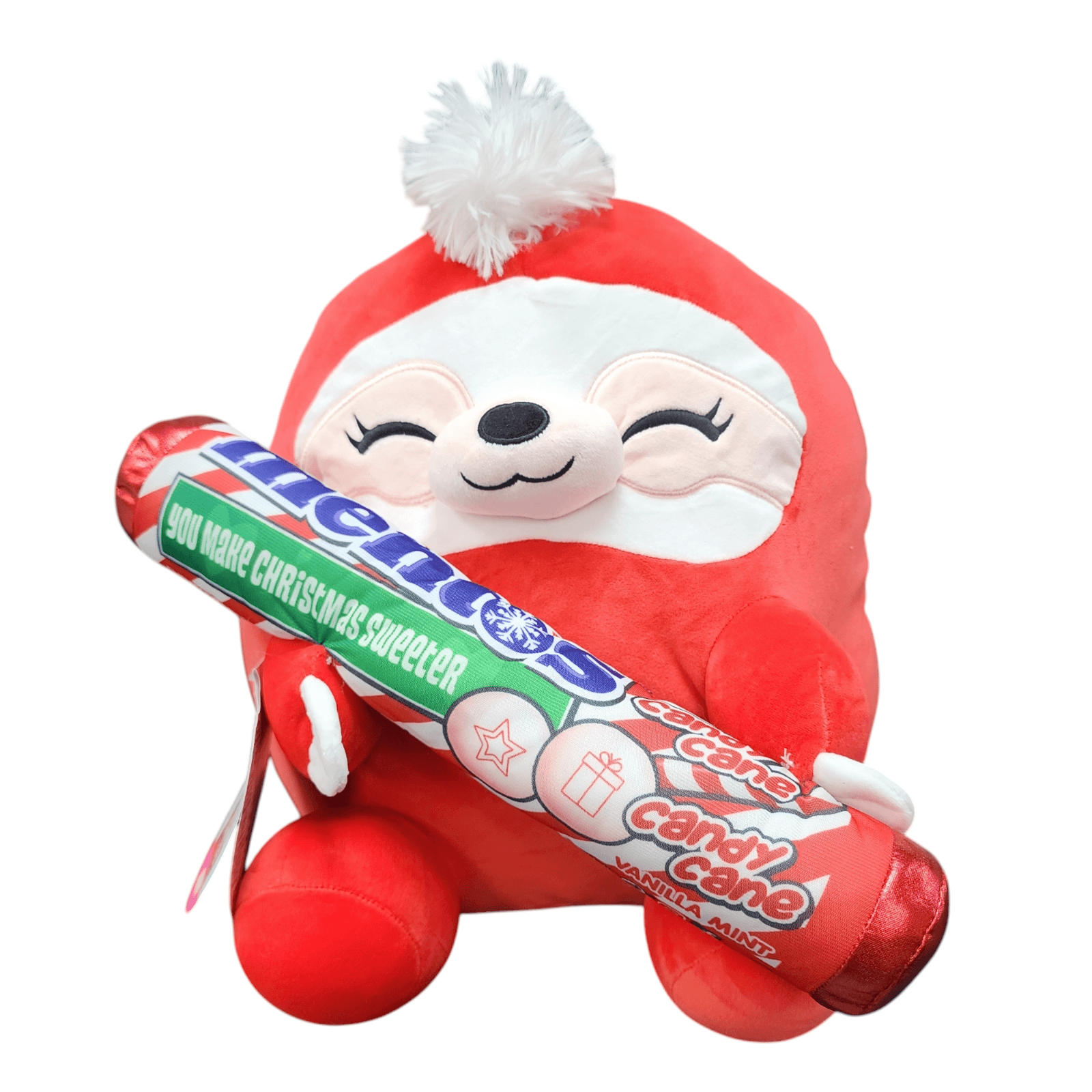 Zuru Snackles Amy Sloth 14" Plush Holding Mentos Candy Cane Winter Christmas