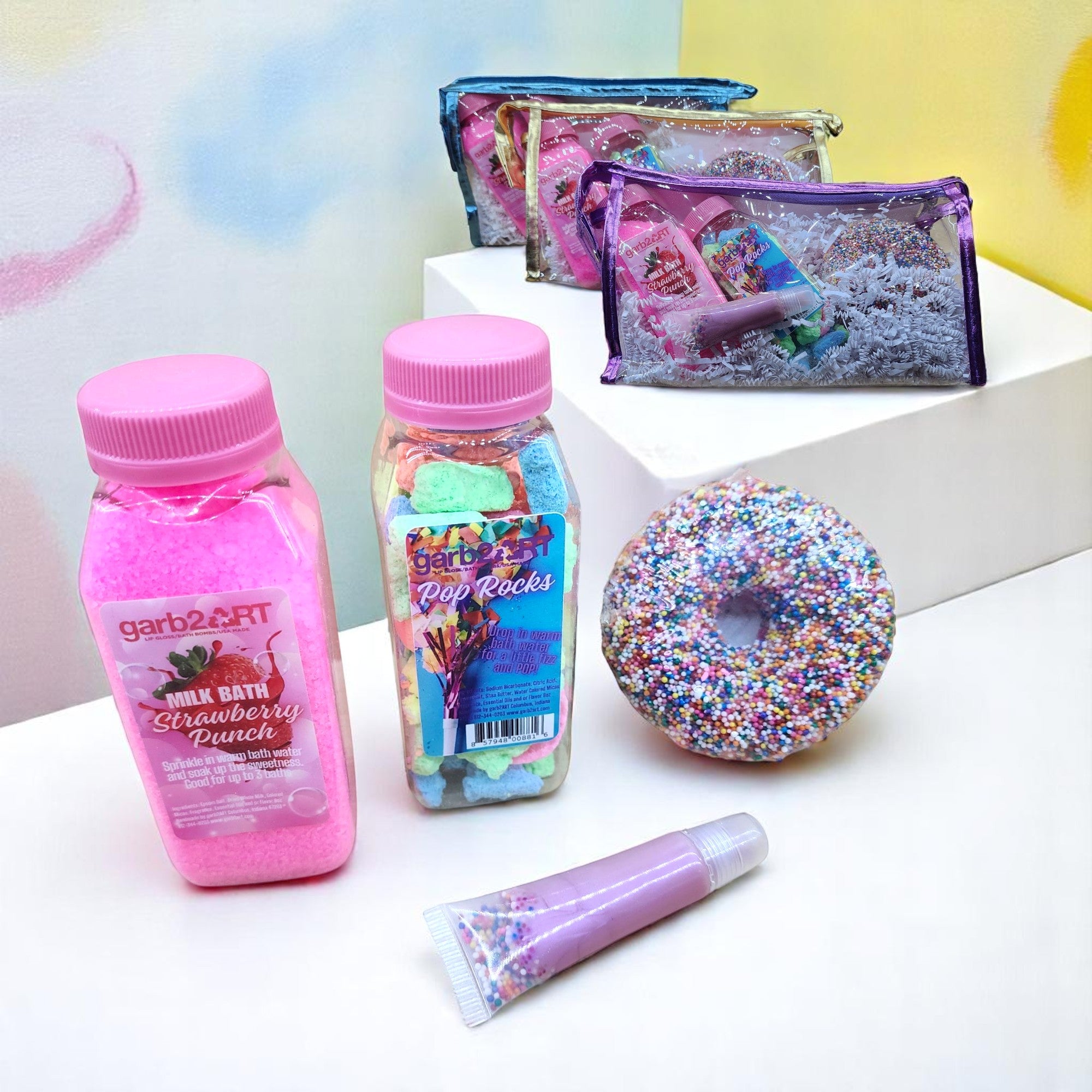 garb2ART Bath Bomb and Fizz Gift Set | Birthday Cake, Mermaid, Cotton Candy, and More Scents