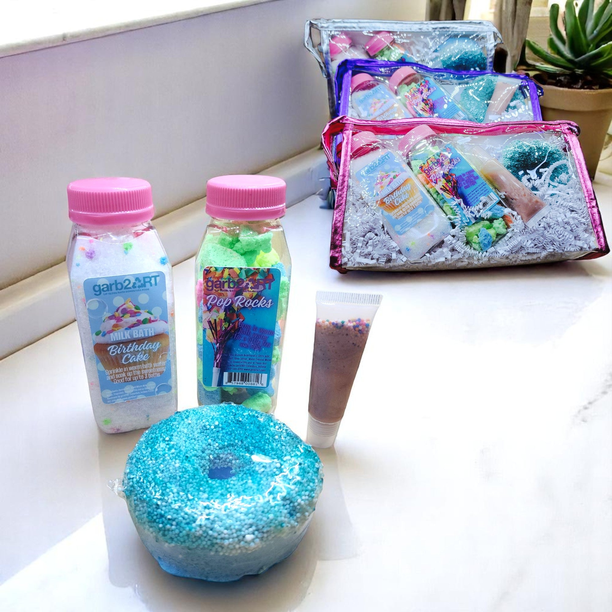 garb2ART Bath Bomb and Fizz Gift Set | Birthday Cake, Mermaid, Cotton Candy, and More Scents