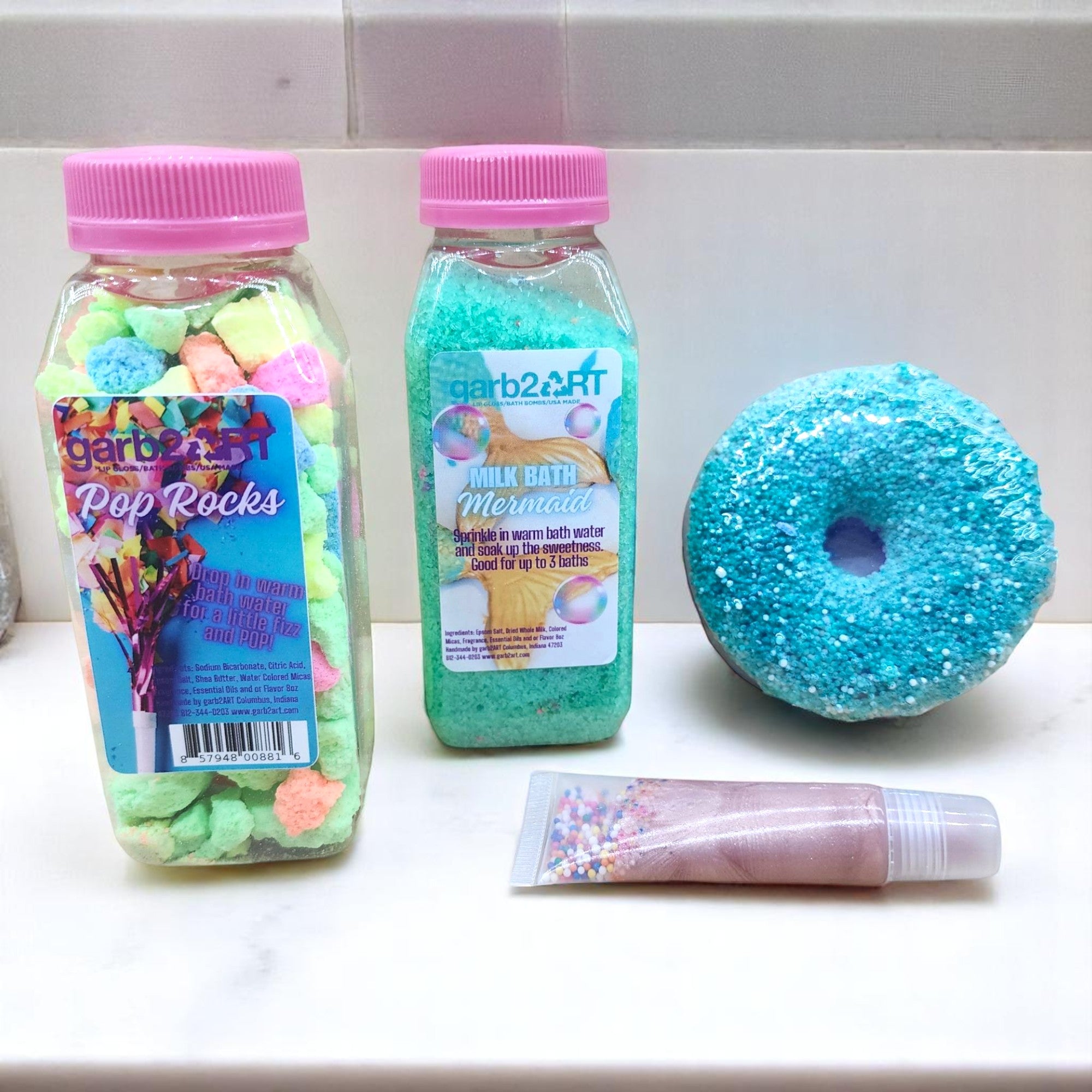 garb2ART Bath Bomb and Fizz Gift Set | Birthday Cake, Mermaid, Cotton Candy, and More Scents