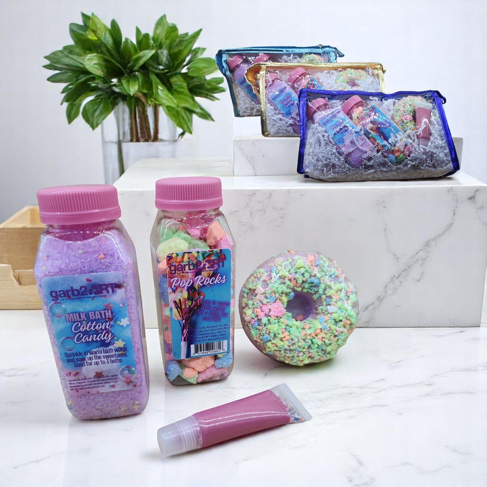 garb2ART Bath Bomb and Fizz Gift Set | Birthday Cake, Mermaid, Cotton Candy, and More Scents