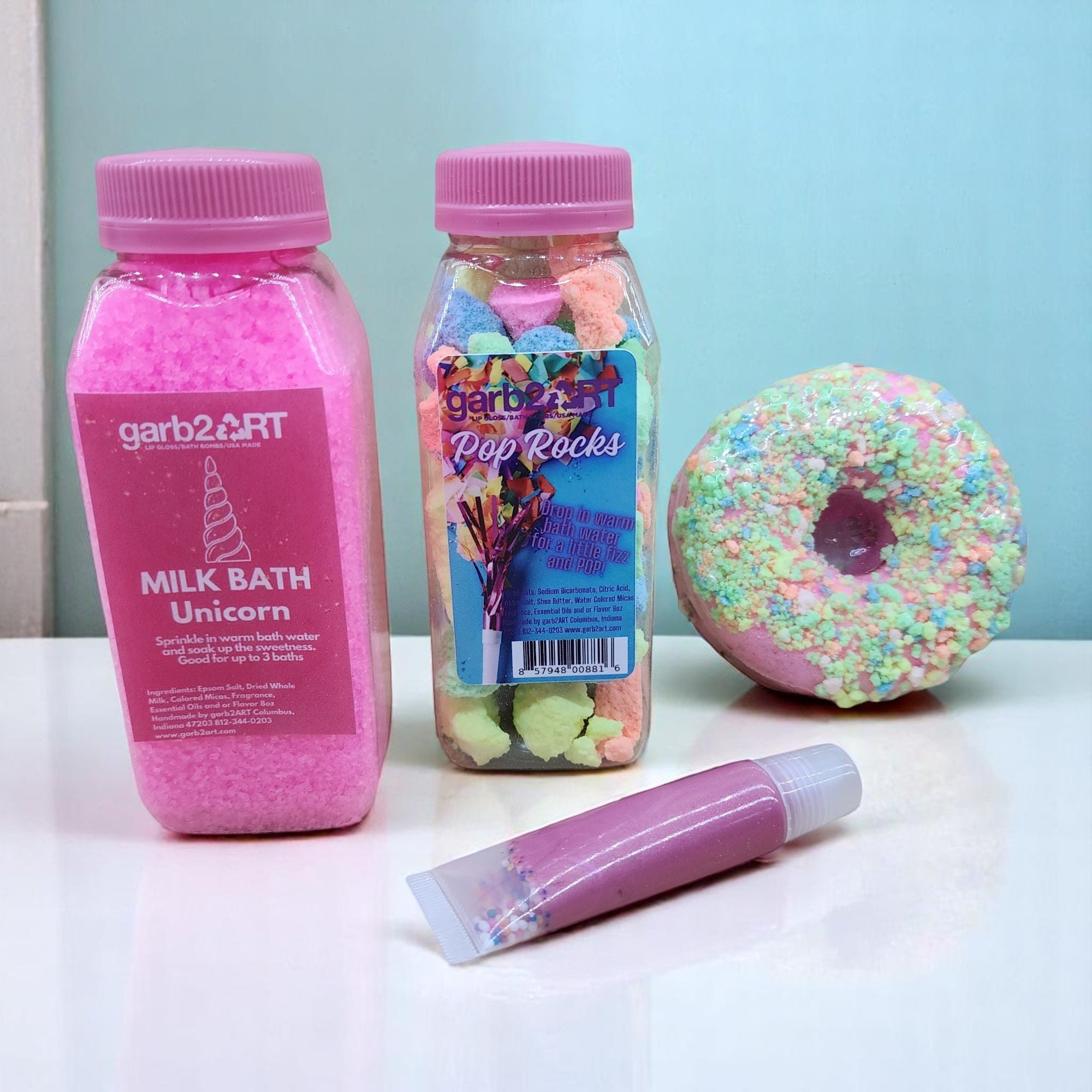 garb2ART Bath Bomb and Fizz Gift Set | Birthday Cake, Mermaid, Cotton Candy, and More Scents