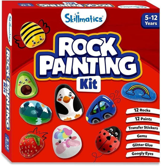 12 Rock Painting Kit for Kids Stickers Rocks Paint Googly Eyes Glitter Glue Gems - Sammi's Attic