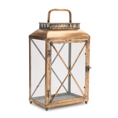 Antique Brass Styled Metal Lantern Set of 2