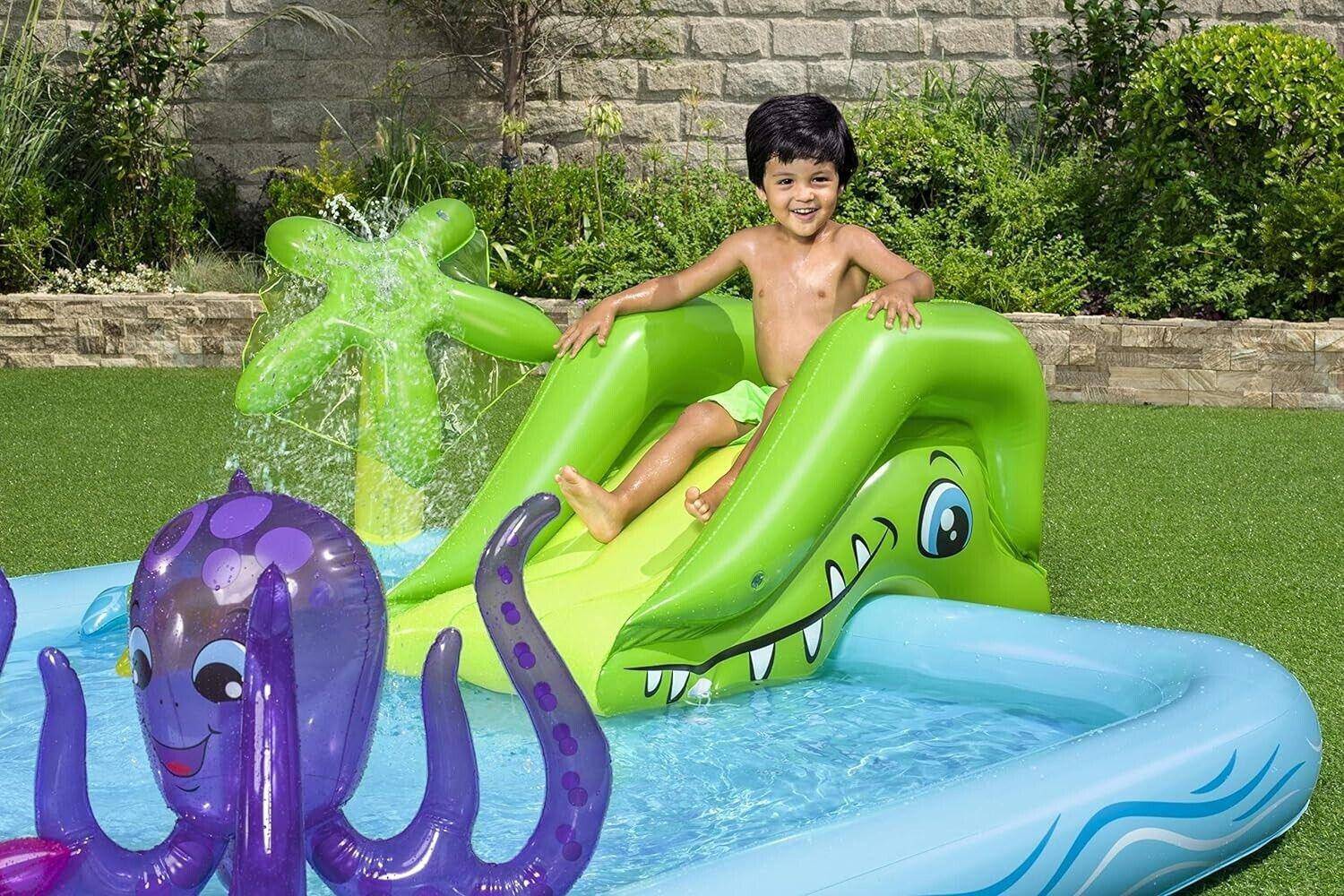 Bestway H2O Go Fantastic Aquarium Play Center Pool Set Slide Sprinkler Ages 2+