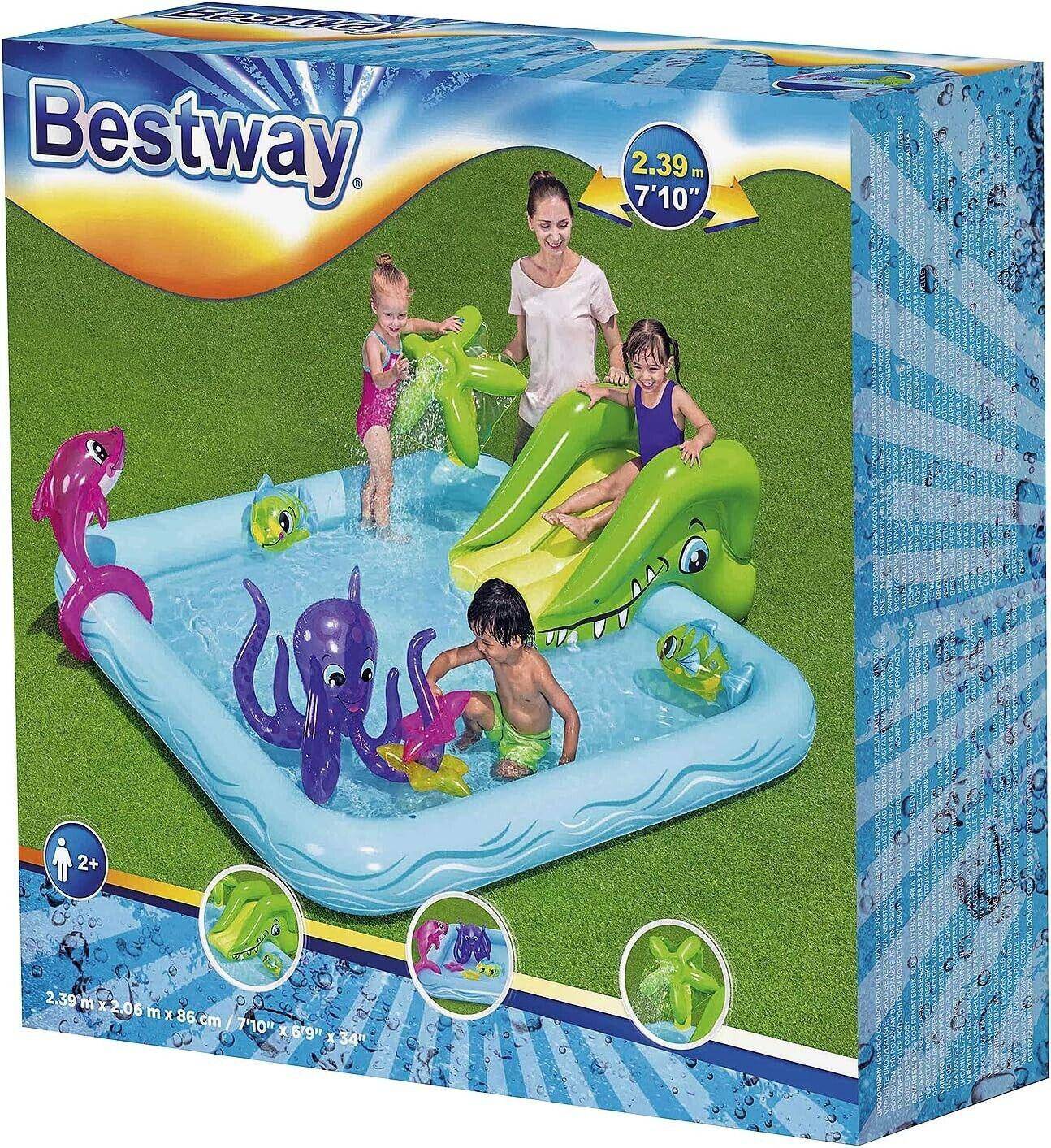 Bestway H2O Go Fantastic Aquarium Play Center Pool Set Slide Sprinkler Ages 2+
