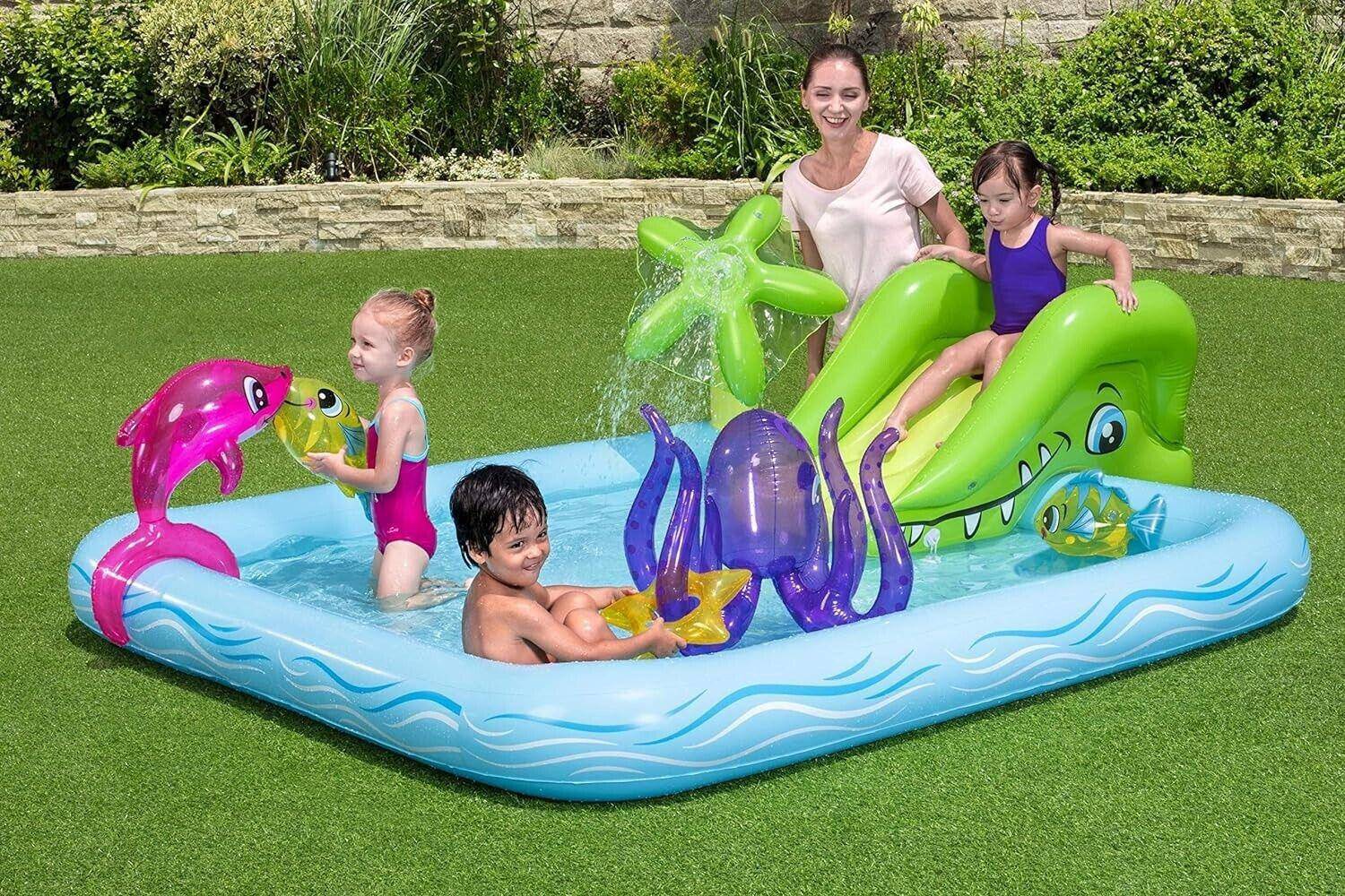 Bestway H2O Go Fantastic Aquarium Play Center Pool Set Slide Sprinkler Ages 2+