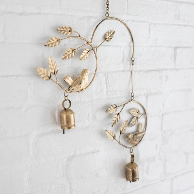 Bird Iron Wind Chime | Antique Gold Finish