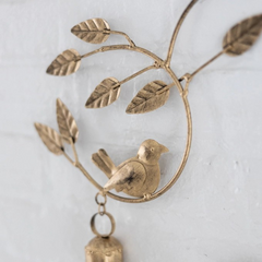 Bird Iron Wind Chime | Antique Gold Finish