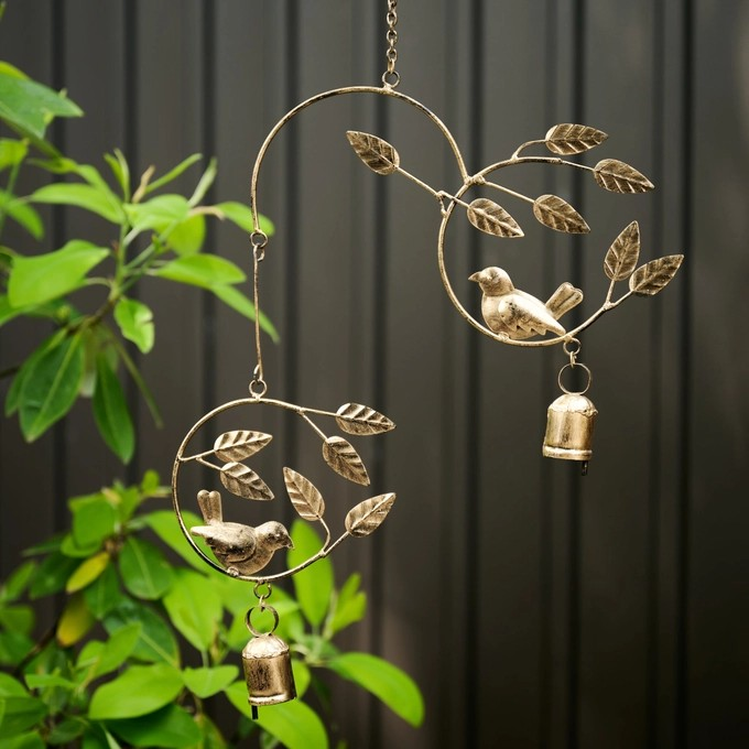 Bird Iron Wind Chime | Antique Gold Finish