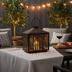 Black Iron Forest Lantern 12"