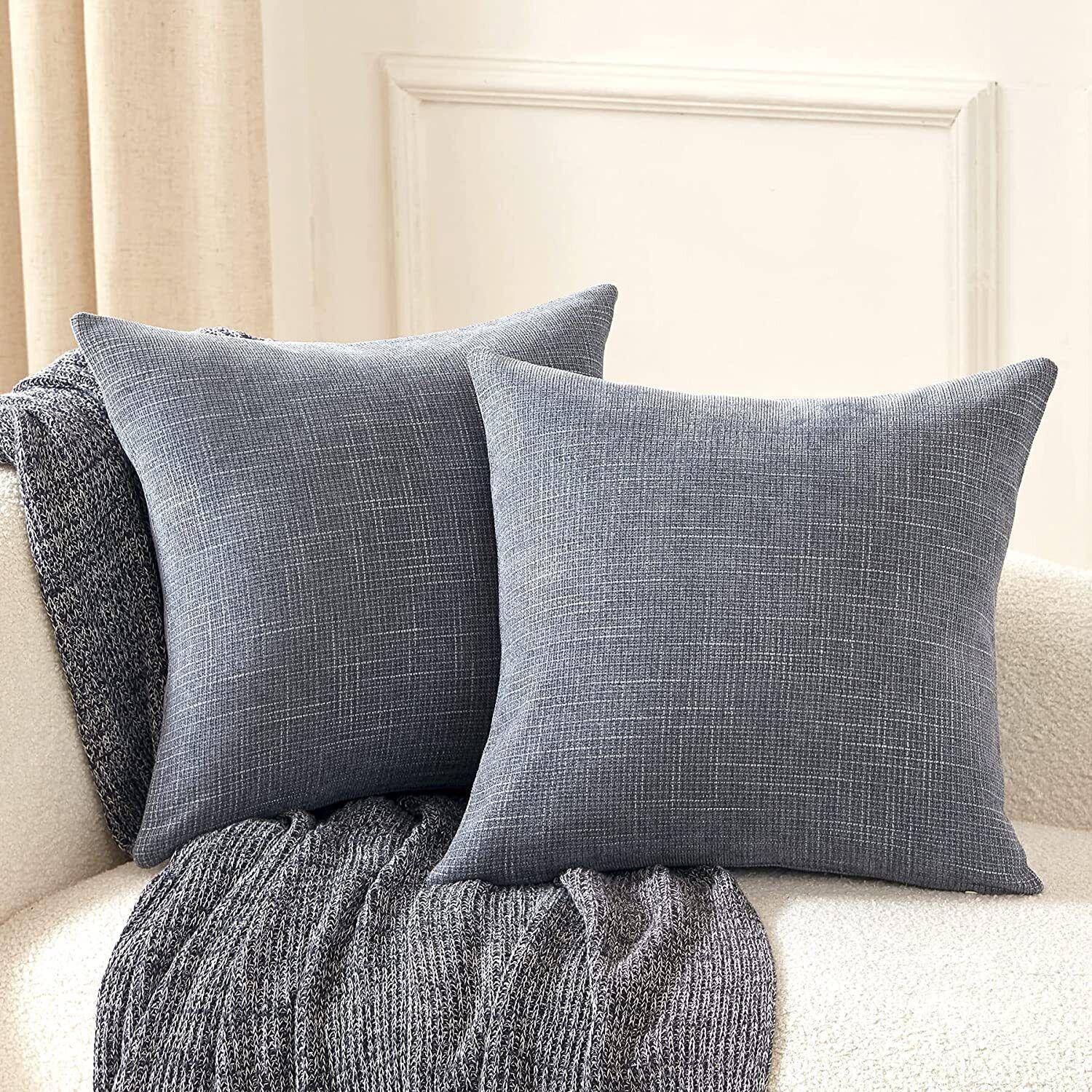 Blue Gray Chenille Urban 18 inch Pillow Covers (2pk or 4pk)