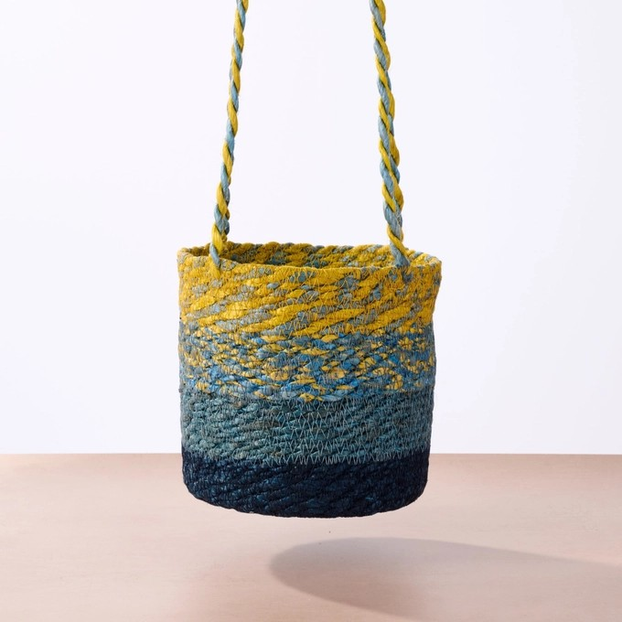 Blue Skies Jute Basket Plant Hanger