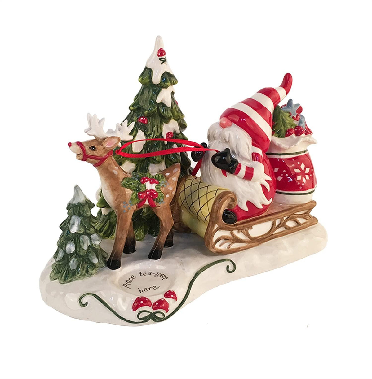 Blue Sky Clayworks 21006 Gnomeville Shopping Tealight Holder, 9.25-inch Length - Sammi's Attic