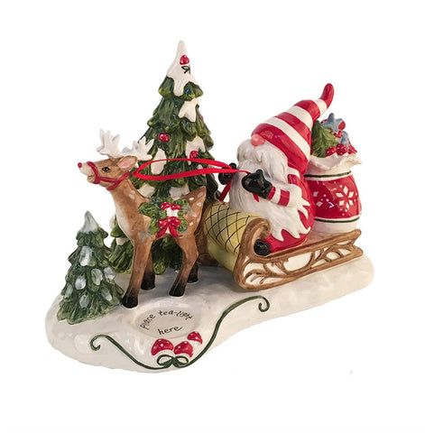 Blue Sky Clayworks 21006 Gnomeville Shopping Tealight Holder, 9.25-inch Length - Sammi's Attic