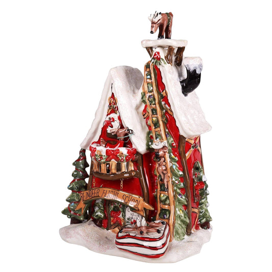 Blue Sky Clayworks 216419 Rudolphs Flight School Candle House, 14-inch Height - Sammi's Attic