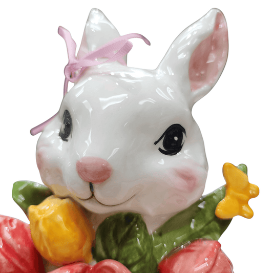 Blue Sky Clayworks Ceramic Blossom Valley Floral Bunny Figurine - Sammi's Attic