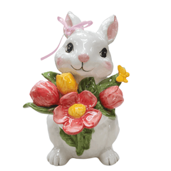 Blue Sky Clayworks Ceramic Blossom Valley Floral Bunny Figurine