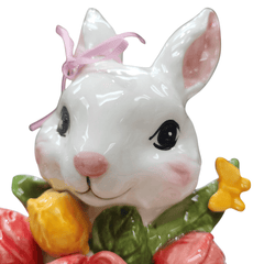 Blue Sky Clayworks Ceramic Blossom Valley Floral Bunny Figurine
