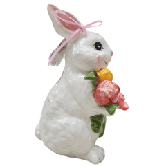 Blue Sky Clayworks Ceramic Blossom Valley Floral Bunny Figurine