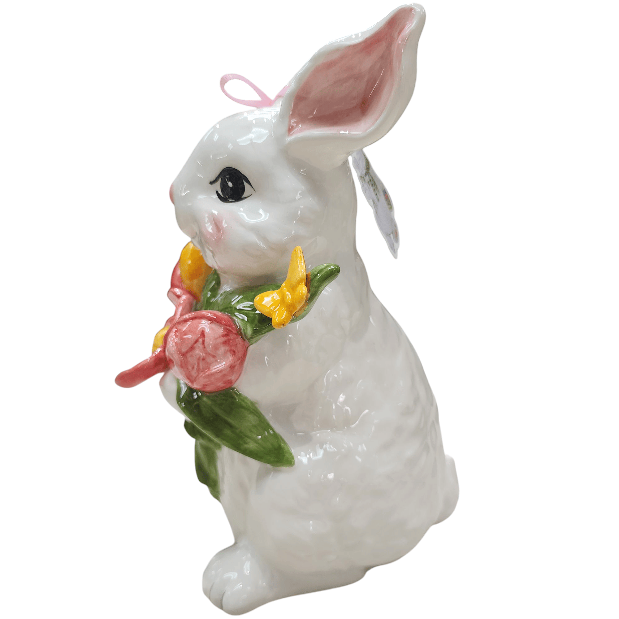 Blue Sky Clayworks Ceramic Blossom Valley Floral Bunny Figurine