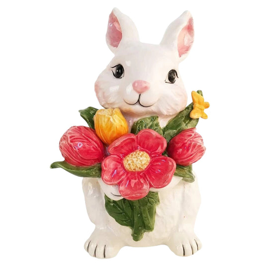 Blue Sky Clayworks Ceramic Blossom Valley Floral Bunny Figurine - Sammi's Attic