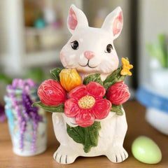 Blue Sky Clayworks Ceramic Blossom Valley Floral Bunny Figurine