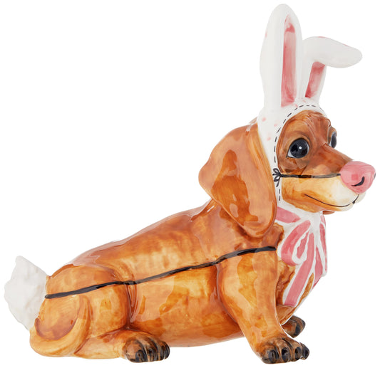 Blue Sky Clayworks Ceramic Bunny Dachshund Figurine, Dog with Bunny Ears - Sammi's Attic