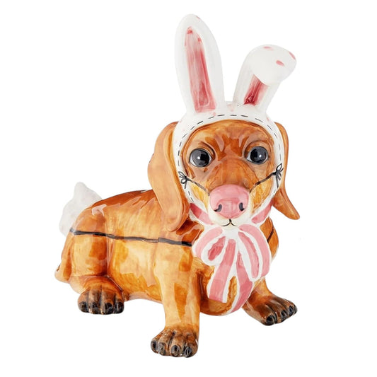 Blue Sky Clayworks Ceramic Bunny Dachshund Figurine, Dog with Bunny Ears - Sammi's Attic