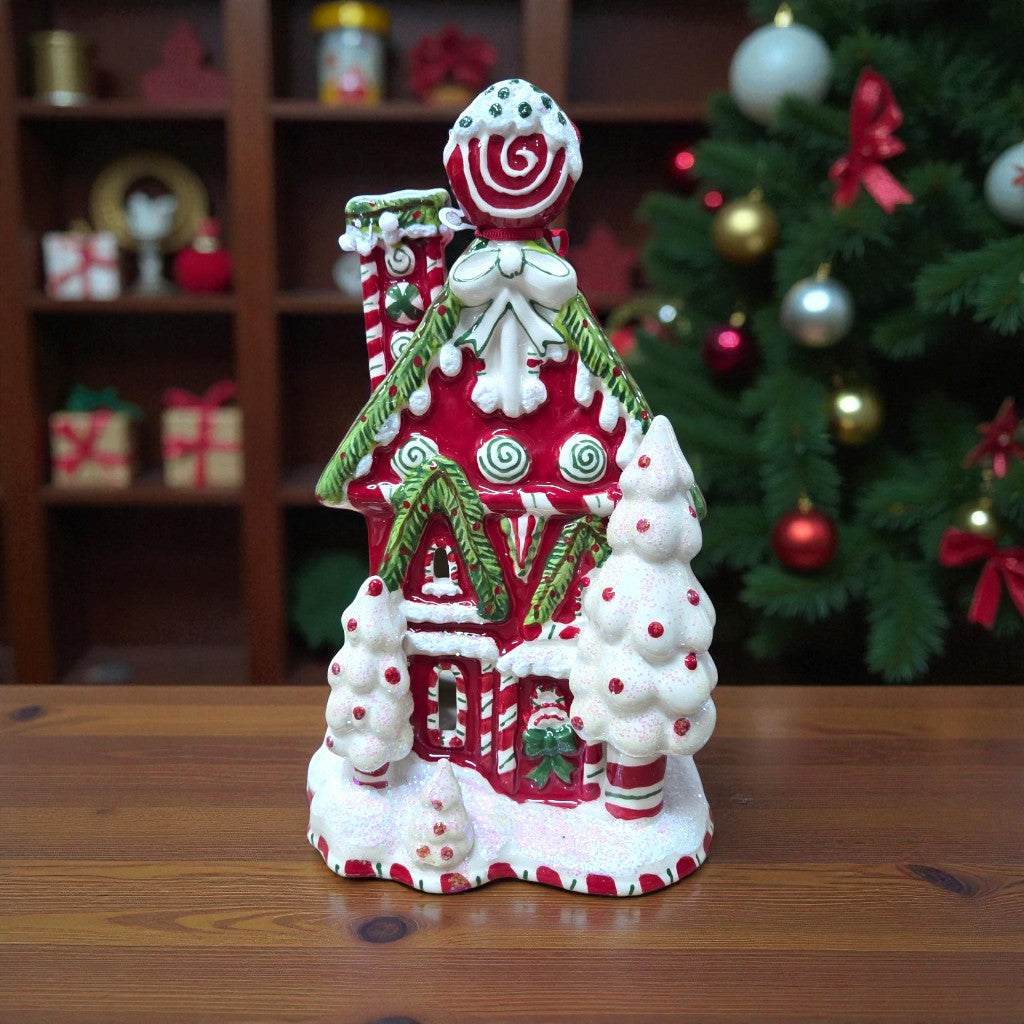 Blue Sky Clayworks Christmas Candy Cane Inn Candle House