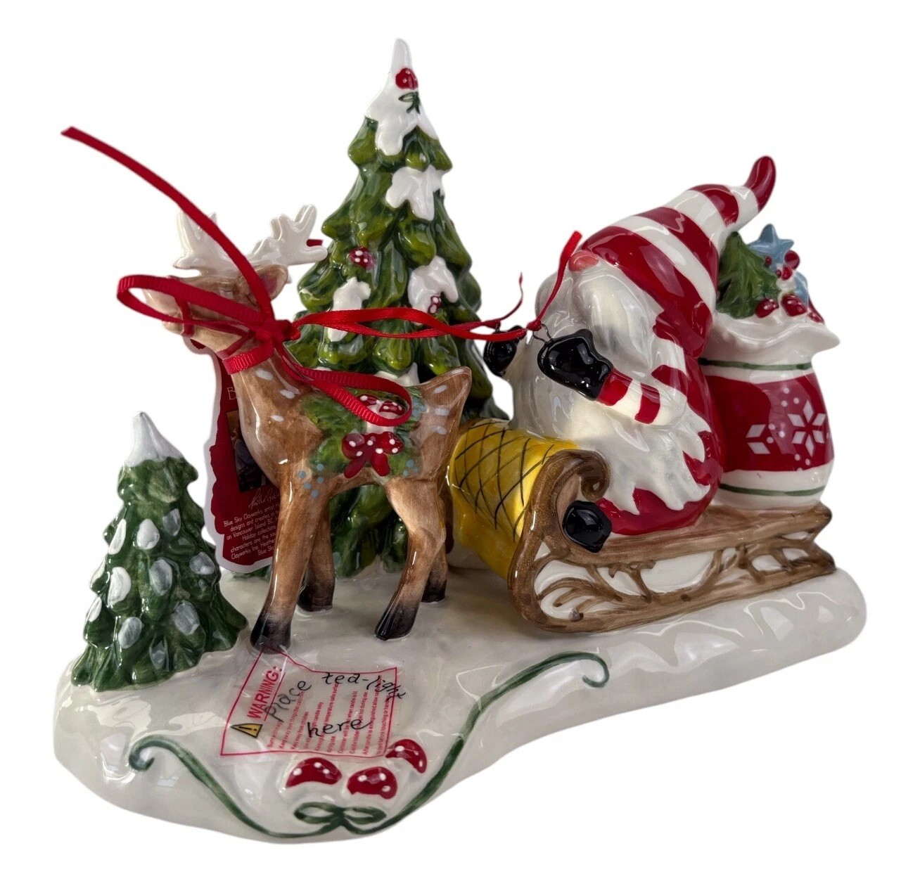 Blue Sky Clayworks Gnomeville Shopping Tealight Holder