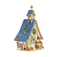 Blue Sky Clayworks Nativity Church Candle House 9.8"