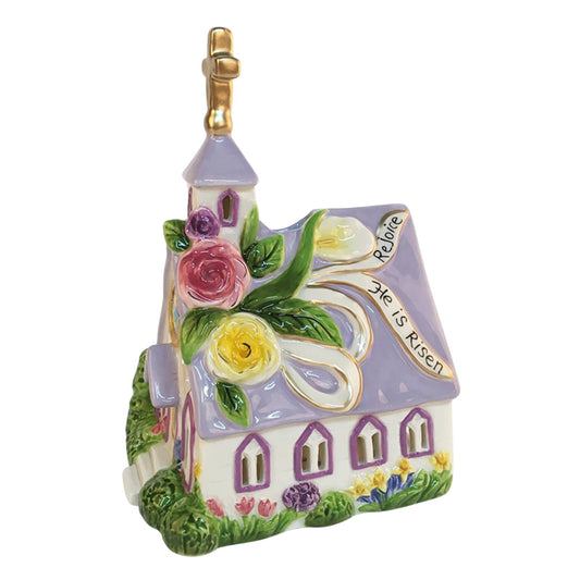 Blue Sky Clayworks Rejoice Church Candle House, 5-inch Length x 4.5-inch Width - Sammi's Attic