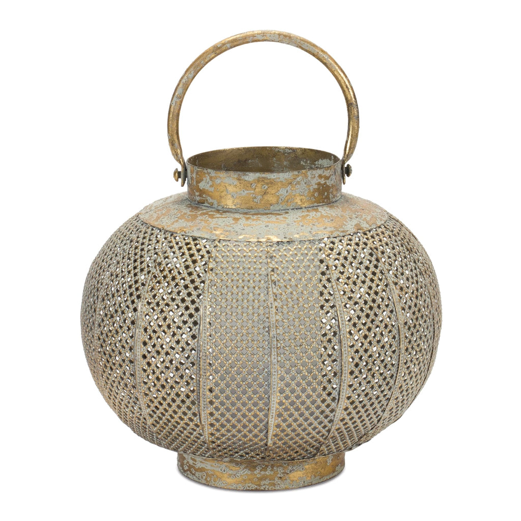 Bohemian Distressed Punched Metal Lantern