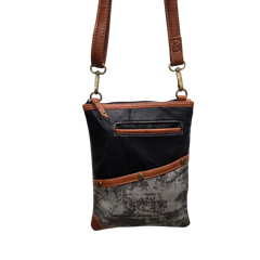 Brisk Crossbody Bag with Phone Pocket | Carbon Gray Upcycled Leather Crossbody Purse for Women | Vaan & Co.