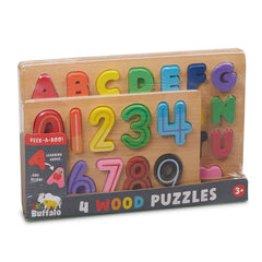 Buffalo Games Little Buffalo 4 Pack Wooden Jigsaw Puzzles for Kids Ages 3+