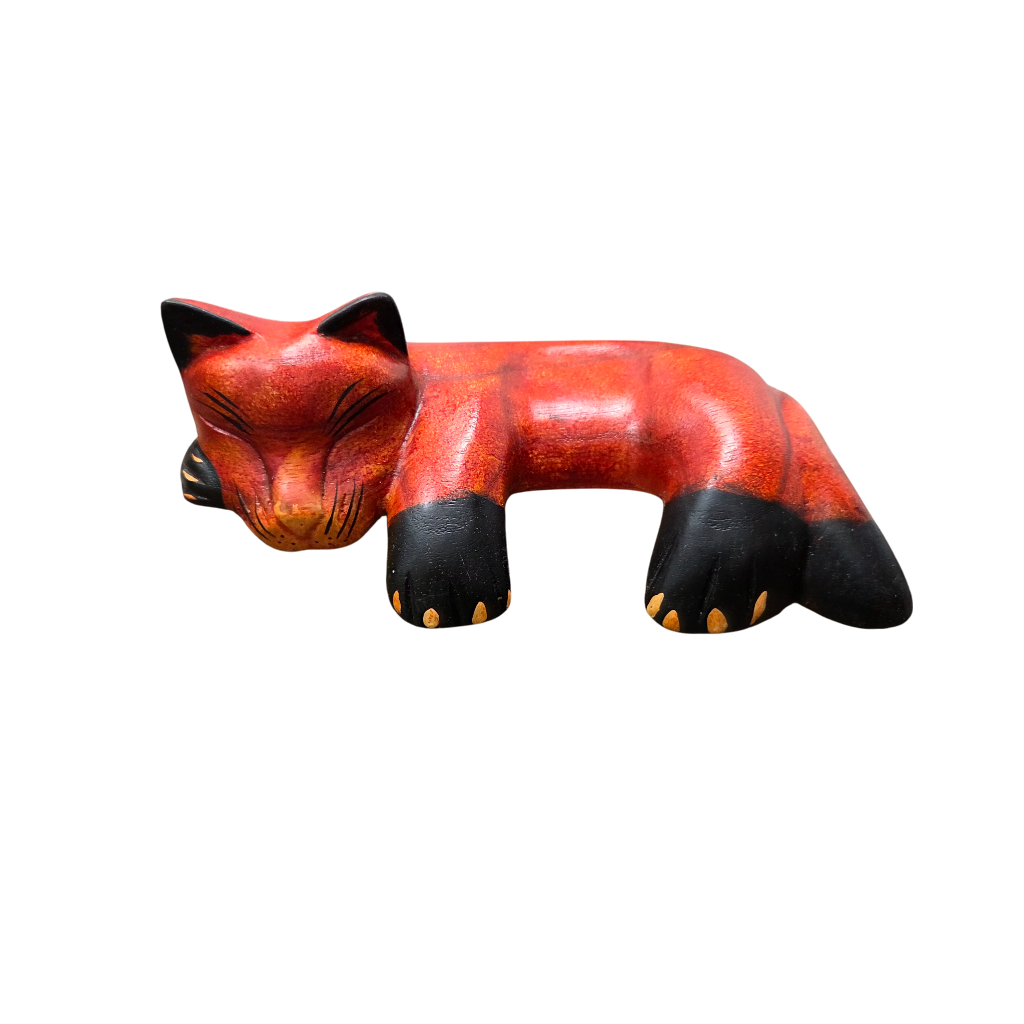 Carved Wood Shelf Sitter | Napping Cat