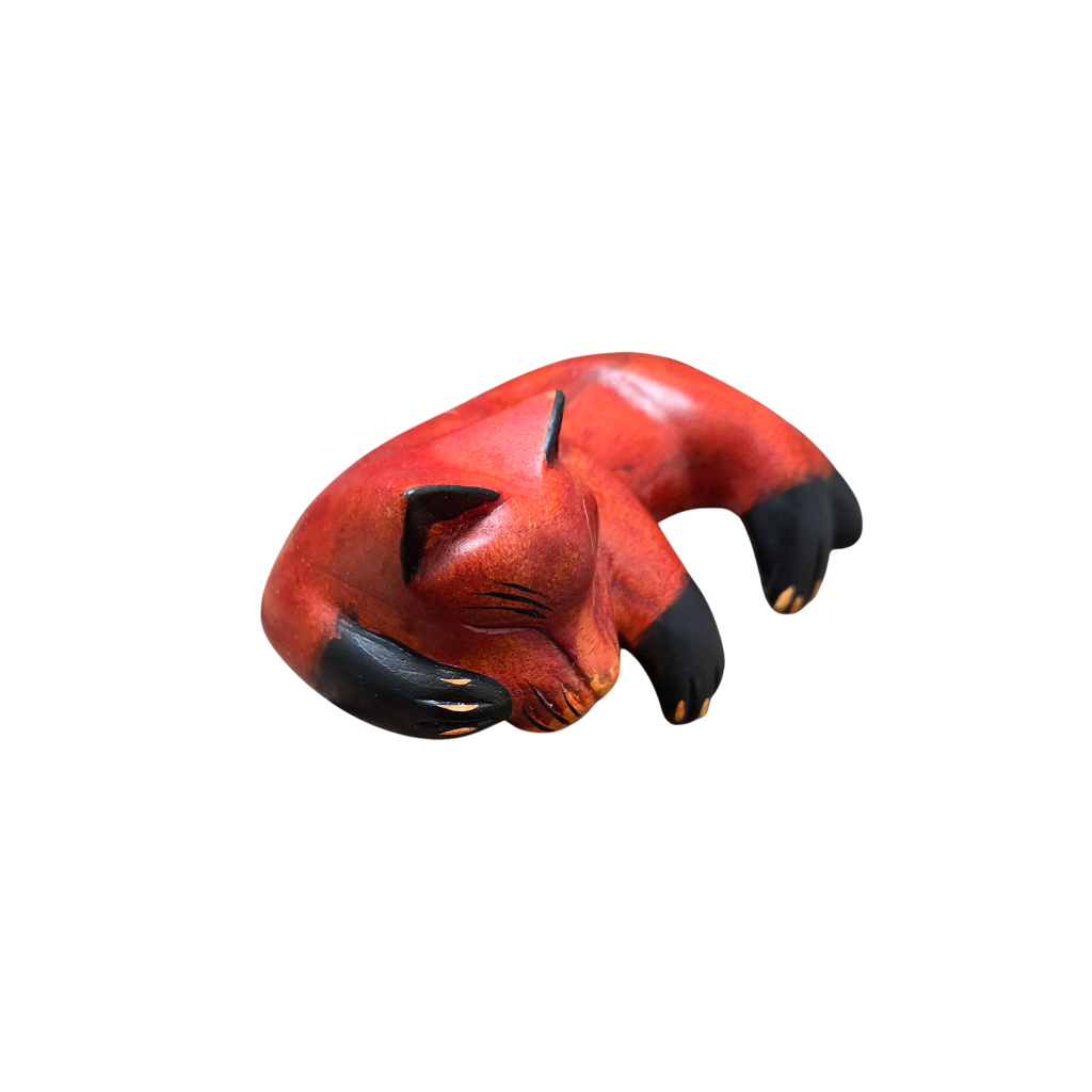 Carved Wood Shelf Sitter | Napping Cat