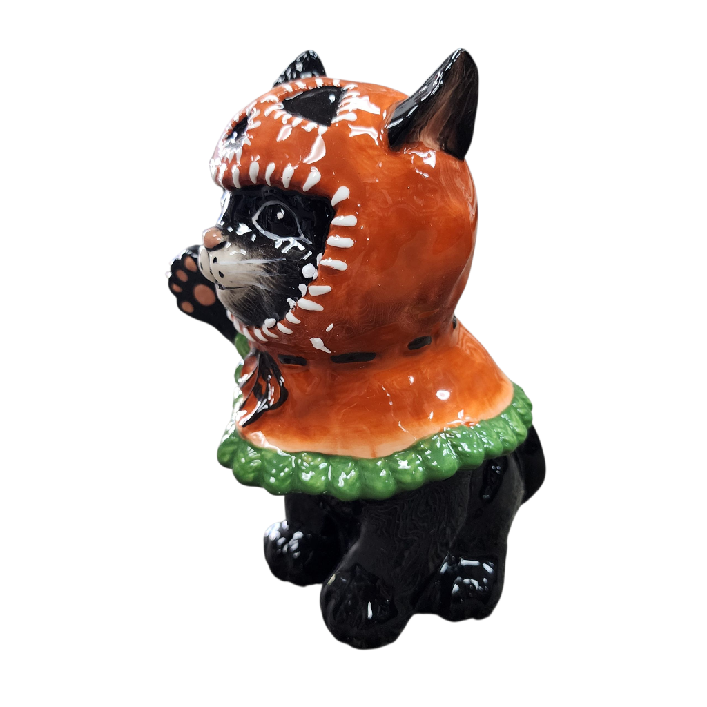 Cat with Pumpkin Head Hat