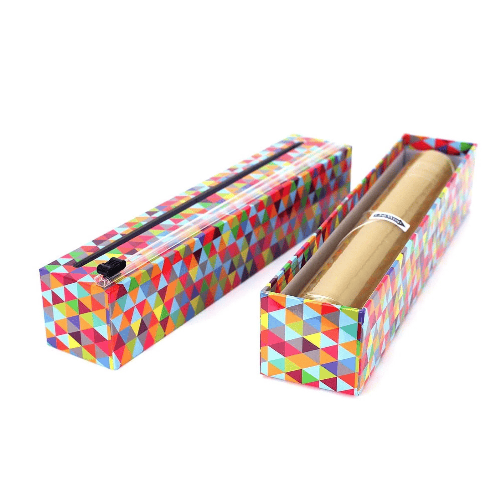ChicWrap Refillable Plastic Wrap Dispenser Colorful Triangle Includes One Roll