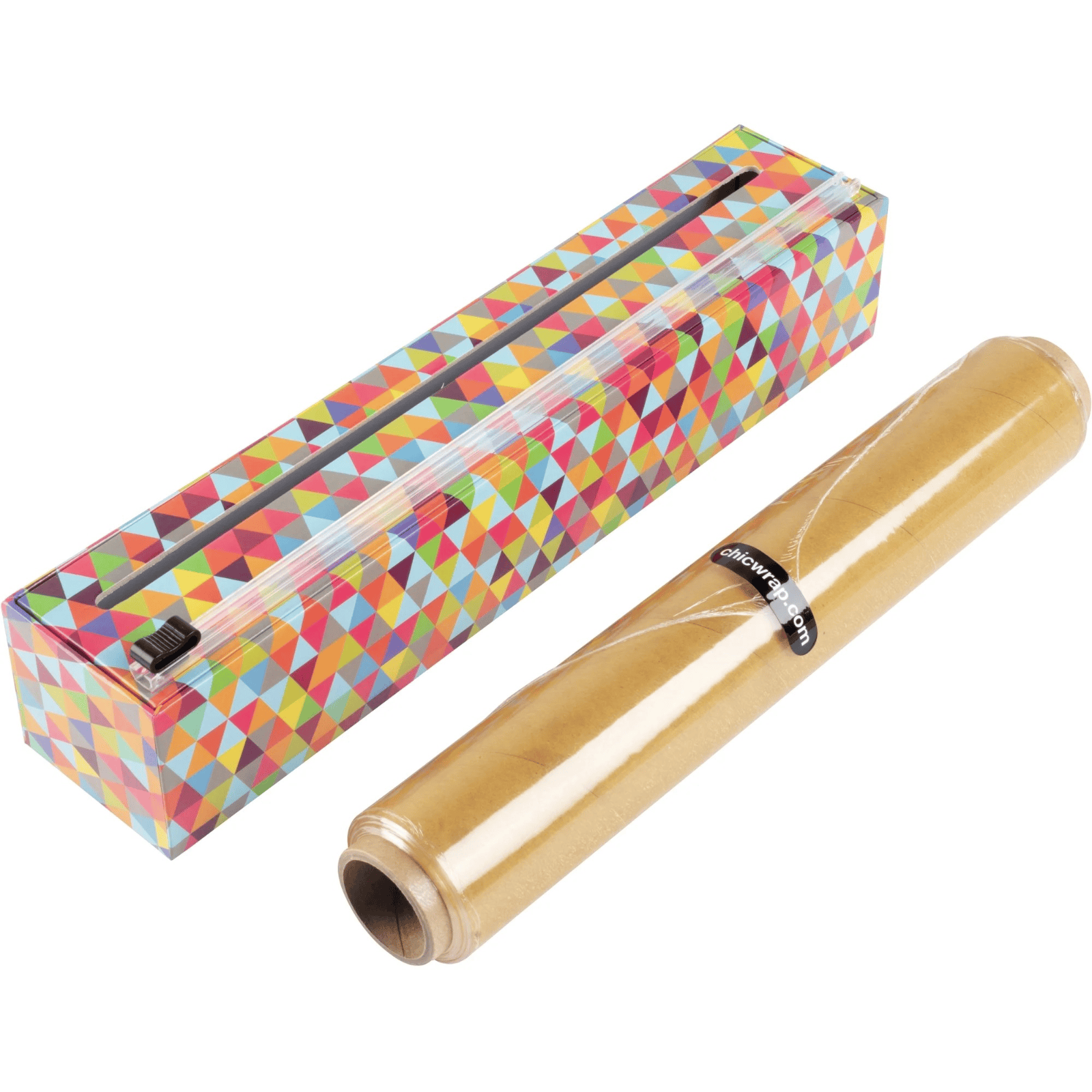 ChicWrap Refillable Plastic Wrap Dispenser Colorful Triangle Includes One Roll