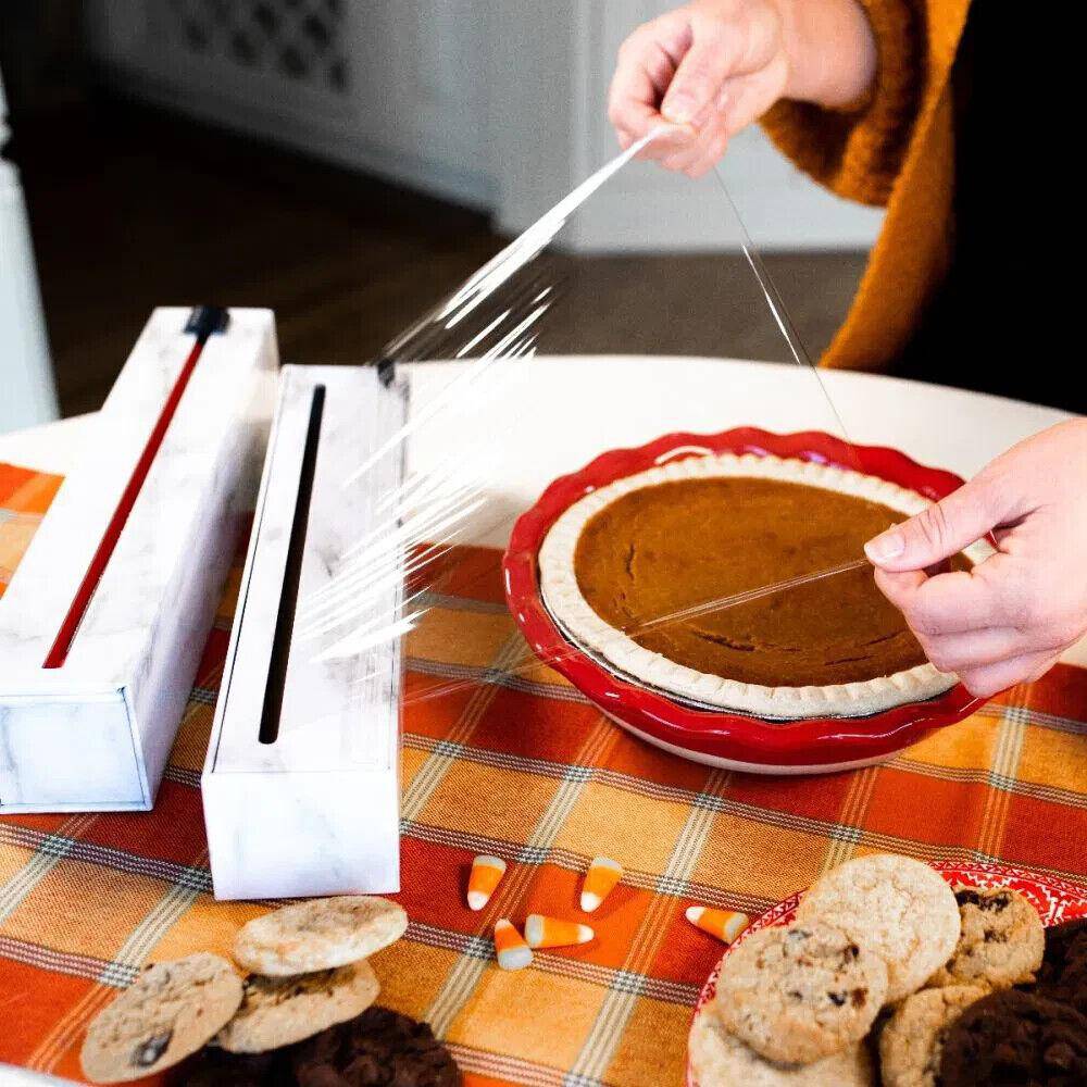 ChicWrap Refillable Plastic Wrap Dispenser Marble Includes One Roll
